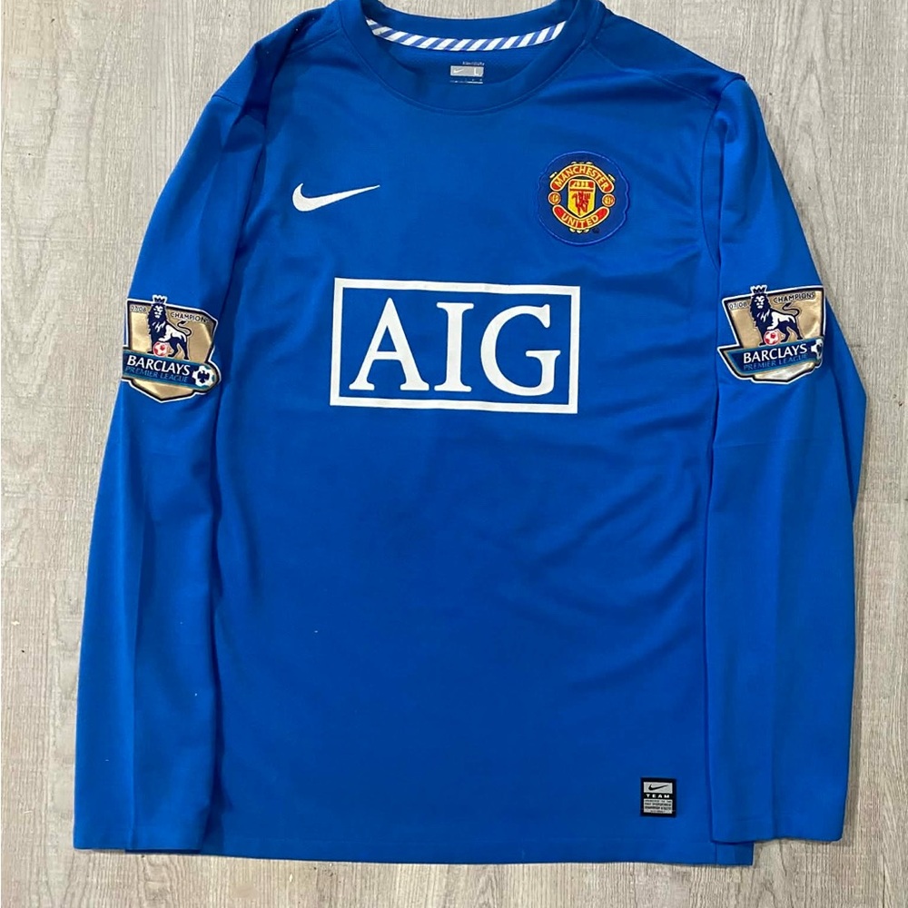 Nike Manchester United 2007/08 Ronaldo #7 Long Sleeve Jersey Size L Blue EPL